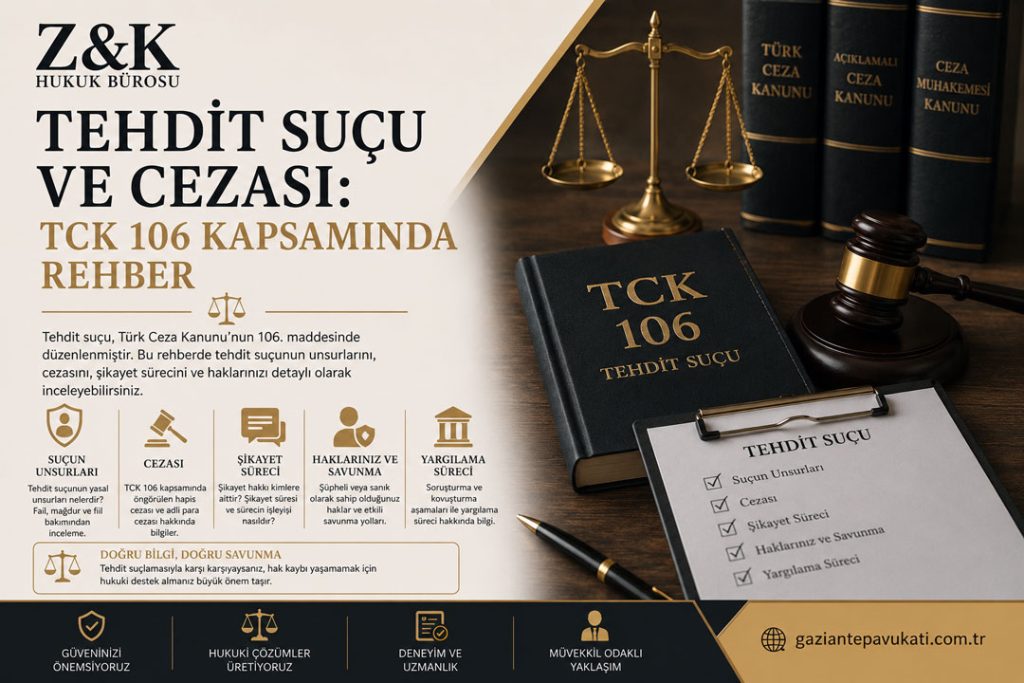 Gaziantep Tehdit Suçu ve Cezası: TCK 106 Kapsamında Rehber
